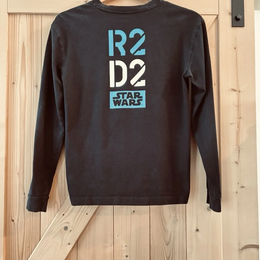 Gap Star Wars Black Youth XXL Long Sleeve Tee Shirt  R2D2 Astromech Droid Cool